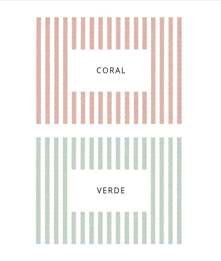 opciones de colores coral y verde