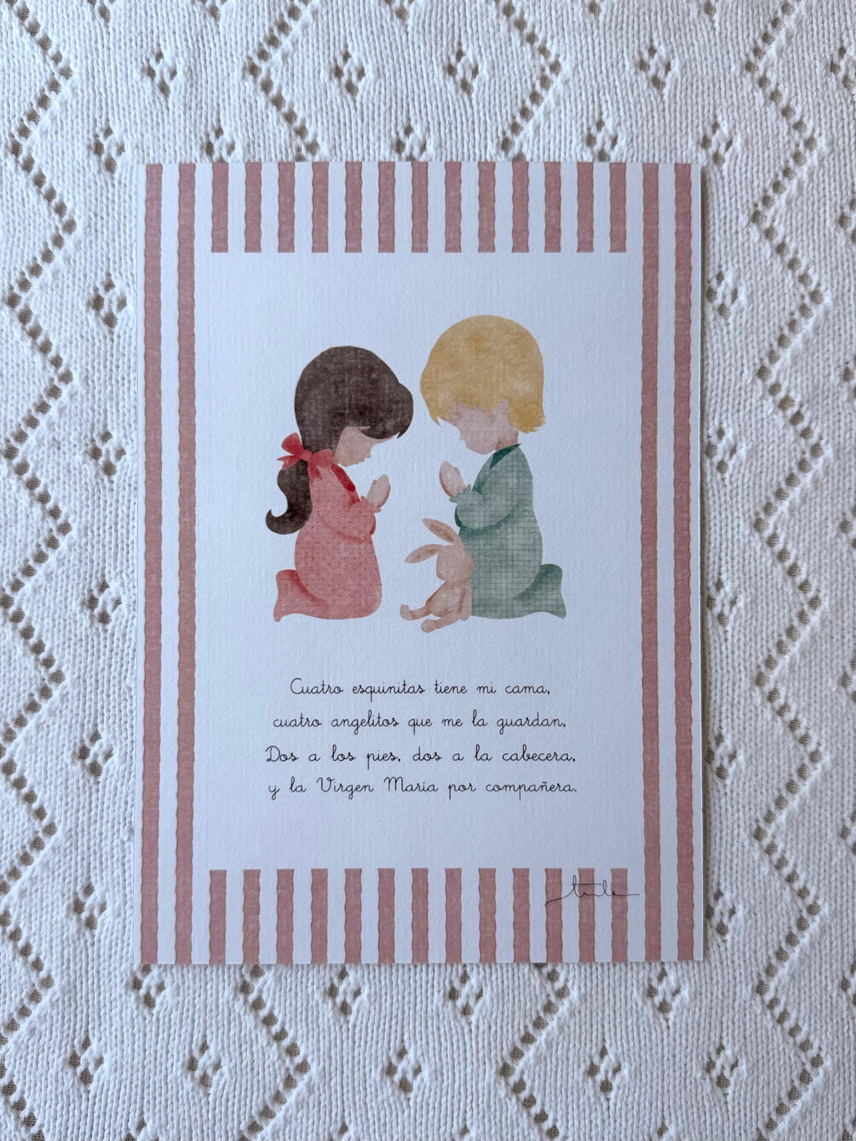 niños rezando ilustracion para decorar con oracion